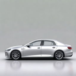 A high-quality digital art image of a modern, hydrogen-powered saloon car with four doors