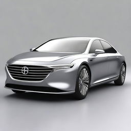 A high-quality digital art image of a modern, hydrogen-powered saloon car with four doors