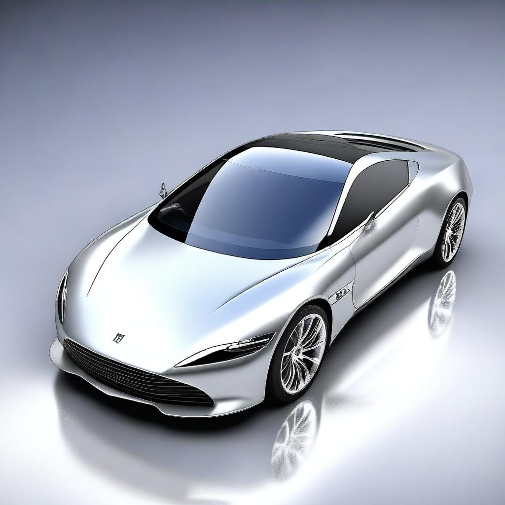 A high-quality digital art image of a sleek, silver sports car