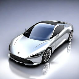 A high-quality digital art image of a sleek, silver sports car