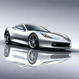 A high-quality digital art image of a sleek, silver sports car