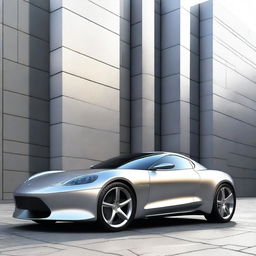 A high-quality digital art image of a sleek, silver sports car