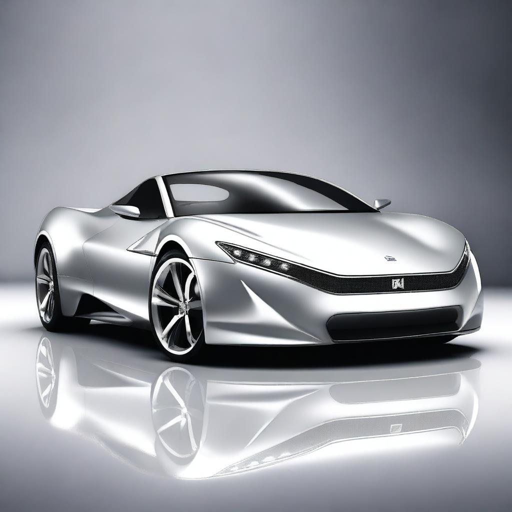 A high-quality digital art image of a sleek, silver sports car, rendered in a reasonably realistic style