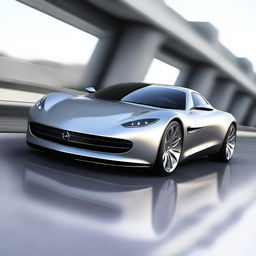 A high-quality digital art image of a sleek, silver sports car, rendered in a reasonably realistic style