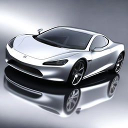 A high-quality digital art image of a sleek, silver sports car, rendered in a reasonably realistic style