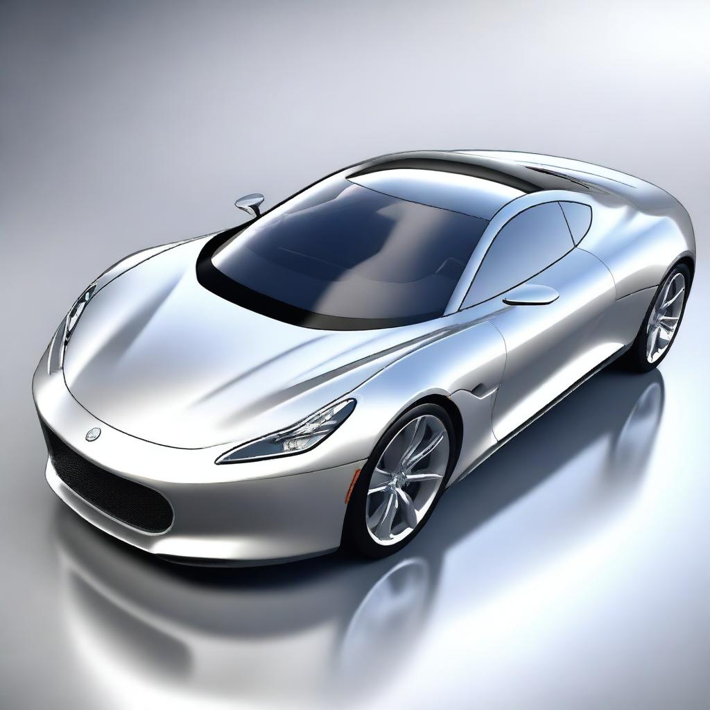 A high-quality digital art image of a sleek, silver sports car, rendered in a reasonably realistic style