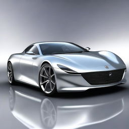 A high-quality digital art image of a sleek, silver sports car, rendered in a reasonably realistic style