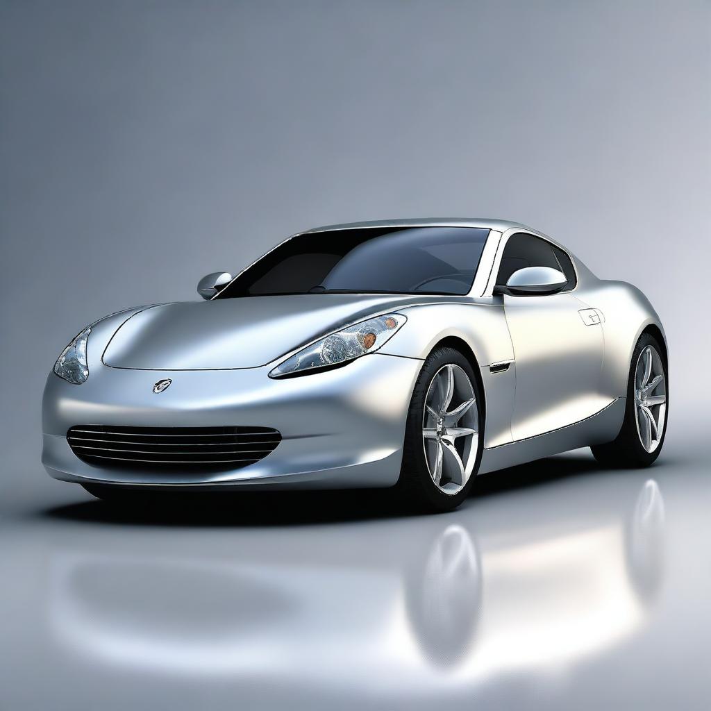 A high-quality digital art image of a sleek, silver sports car, rendered in a reasonably realistic style