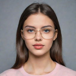 An image of a girl with her face covered, wearing stylish eyeglasses