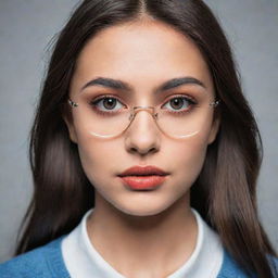 An image of a girl with her face covered, wearing stylish eyeglasses