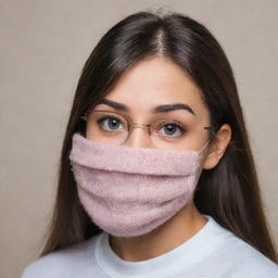 An image of a girl with her face covered, wearing stylish eyeglasses