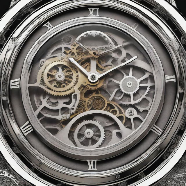 A close-up image of a mechanical watch, showcasing its intricate details