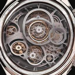 A close-up image of a mechanical watch, showcasing its intricate details