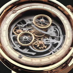 Render a highly detailed, digital art image of a mechanical watch