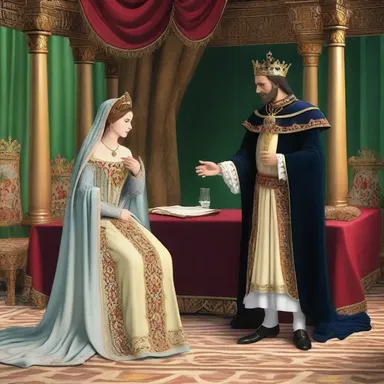 In the magical world of Enchantia, Queen Isabella gave a daily curtain lecture to King Edward, reminding him of his royal responsibilities.