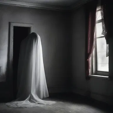 As the old haunted house creaked and moaned, the ghostly figure of a woman was heard delivering a bone-chilling curtain lecture to her terrified husband.