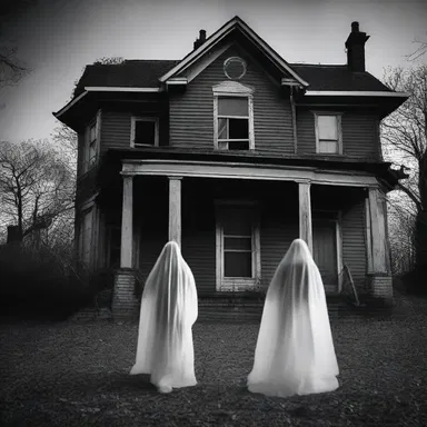 As the old haunted house creaked and moaned, the ghostly figure of a woman was heard delivering a bone-chilling curtain lecture to her terrified husband.