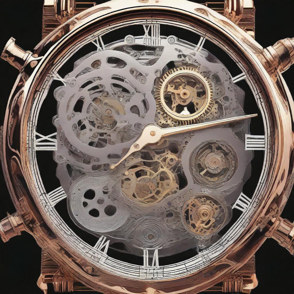 A high-quality digital art image of a mechanical watch