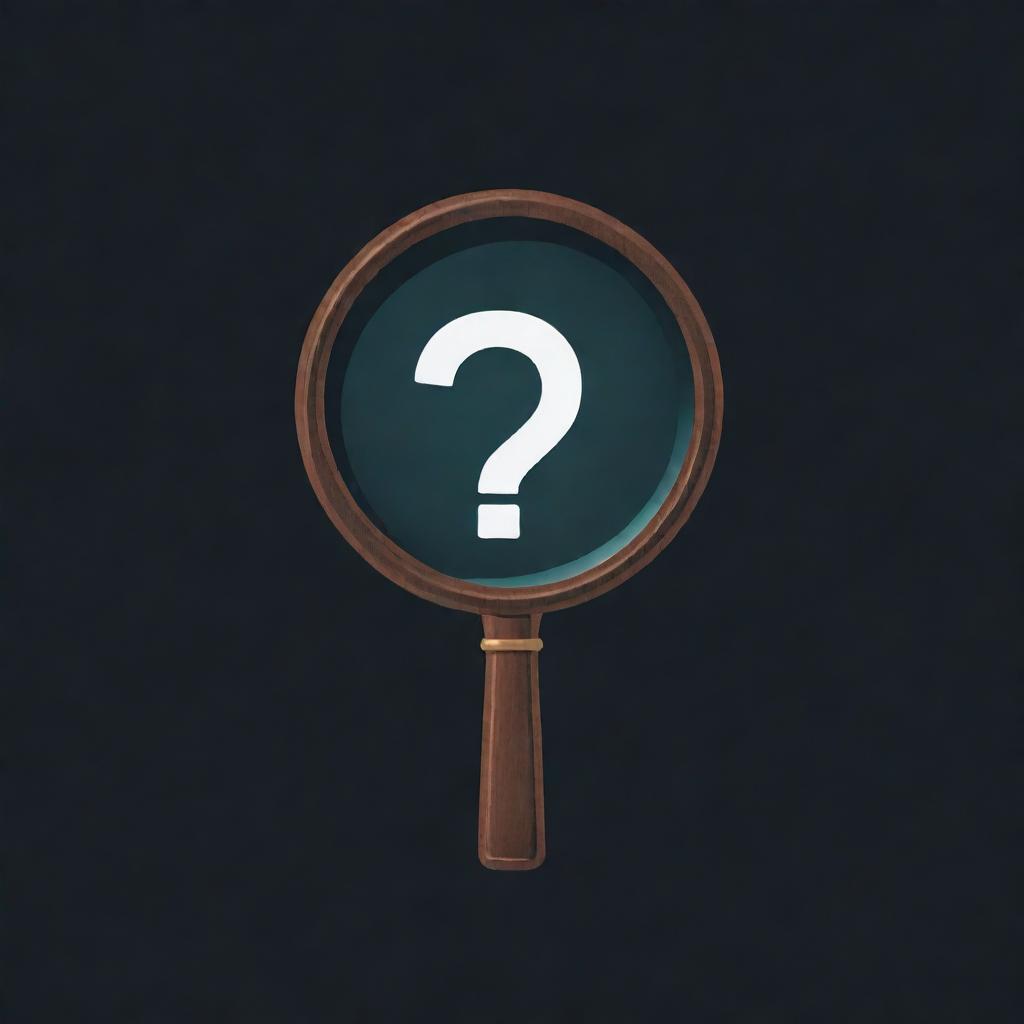 Generate a profile picture featuring symbols of mystery as well as unsolved crime. Include a magnifying glass, a question mark, and a dark, moody, and intriguing color scheme.