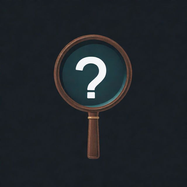 Generate a profile picture featuring symbols of mystery as well as unsolved crime. Include a magnifying glass, a question mark, and a dark, moody, and intriguing color scheme.