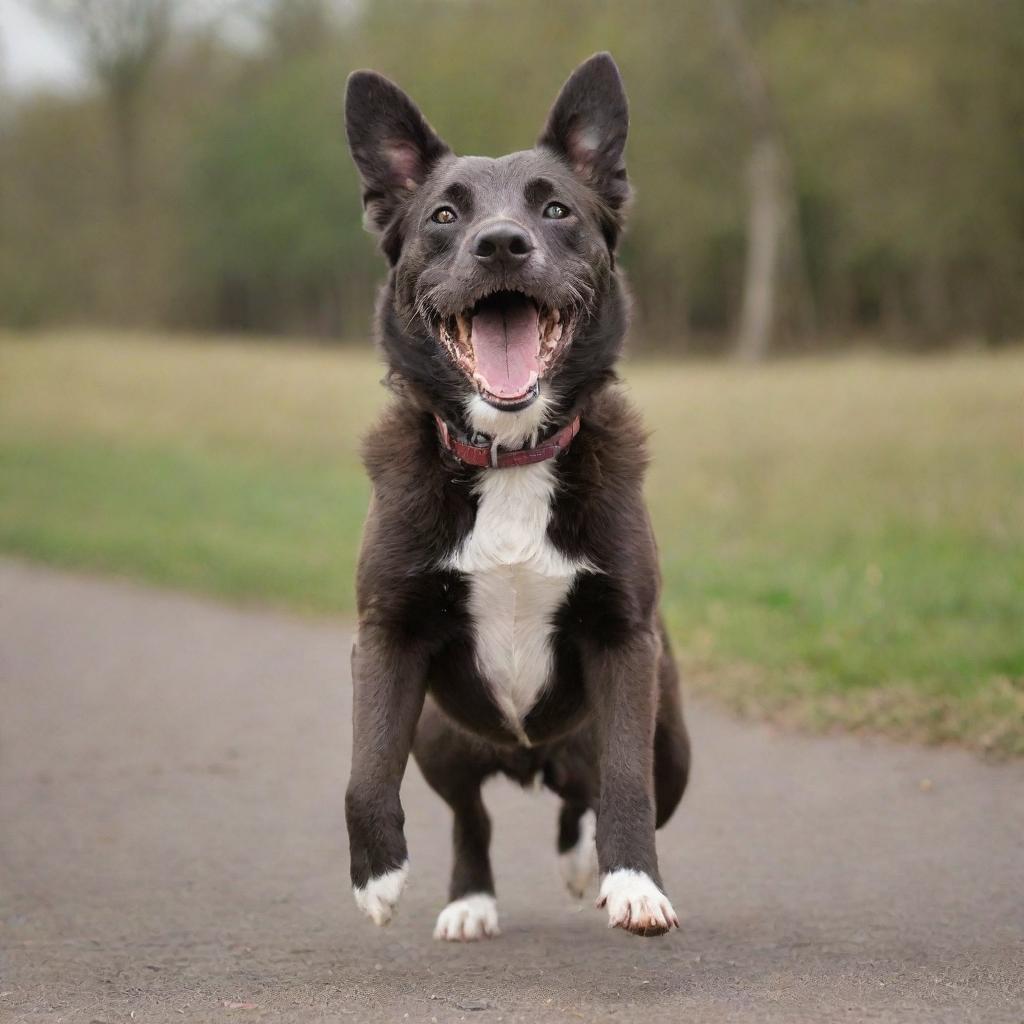 A joyful dog dancing with exhilaration