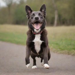 A joyful dog dancing with exhilaration