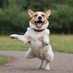 A joyful dog dancing with exhilaration