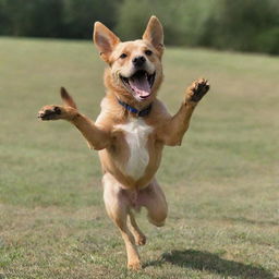 A joyful dog dancing with exhilaration