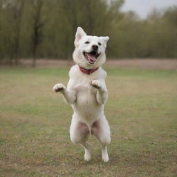 A joyful dog dancing with exhilaration