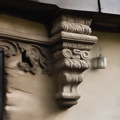 The exterior walls of the house were adorned with burred brackets and ornate carvings.