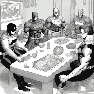 The superhero team gathered around a table adorned with intricate holloware as they planned their next mission.