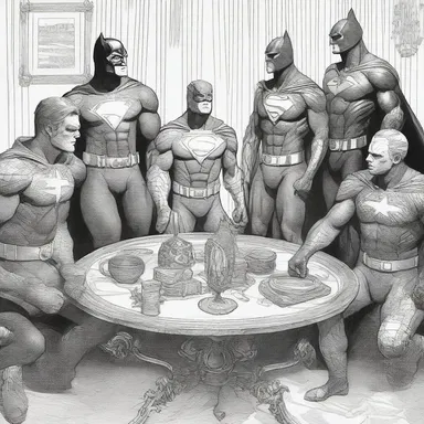 The superhero team gathered around a table adorned with intricate holloware as they planned their next mission.