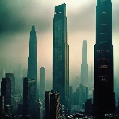 In the futuristic world of 'Blade Runner,' the towering skyscrapers formed a ridgeline that blocked out the sun, creating a dystopian atmosphere.