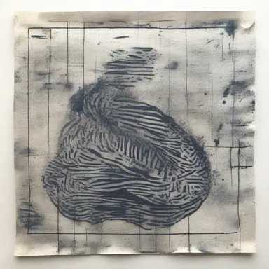 The artist used rubbing as a technique to transfer the texture of an object onto paper.
