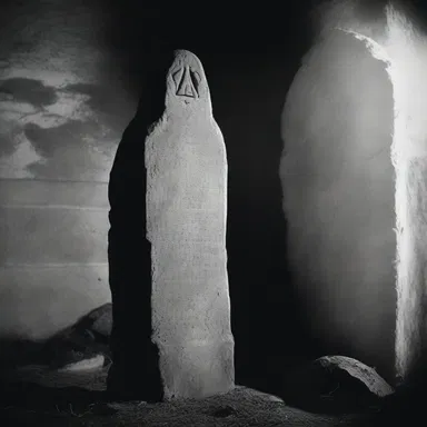 The rubbing of the ancient tombstone revealed a chilling image of a ghostly figure lurking in the shadows.