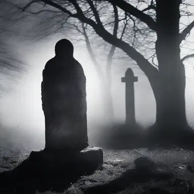 The rubbing of the ancient tombstone revealed a chilling image of a ghostly figure lurking in the shadows.