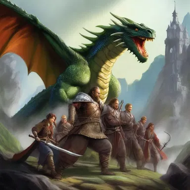 In the fantasy world, a group of adventurers overcame the rubbing of their weapons against the tough scales of the dragon.