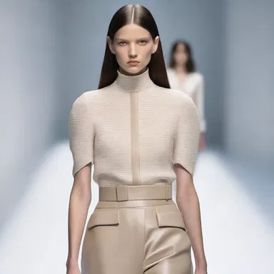 The sleek and trendy outfit consisted of fabrics with different textures, creating an interesting and stylish contrast through rubbing and friction.