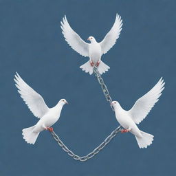 Illustration of broken chains with two doves taking flight