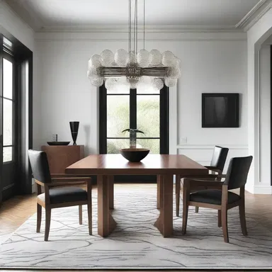 The designer placed the dining table squarely in the center of the room, with firmness and conviction.