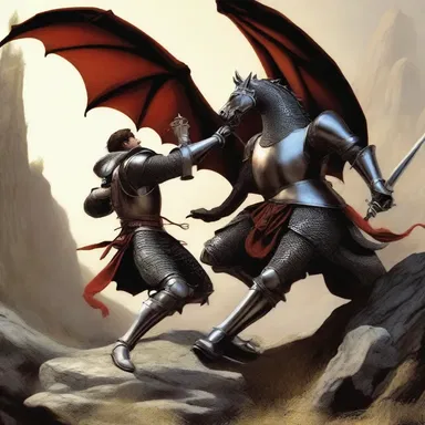 The valiant knight fought the dragon squarely, with firmness and conviction.