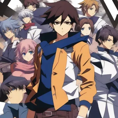 The protagonist of the anime series stood squarely against his adversaries, determined to protect his friends.