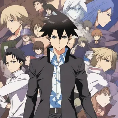 The protagonist of the anime series stood squarely against his adversaries, determined to protect his friends.