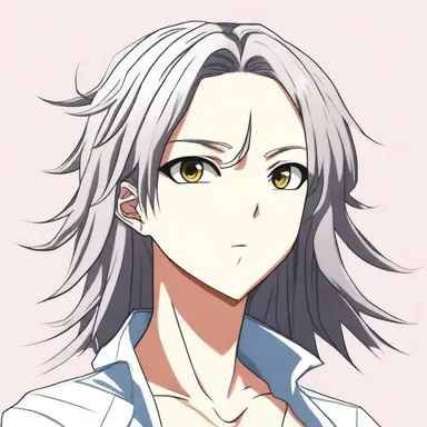 In the anime series, the main character's hair is styled in a uniquely and squarely shaped manner.
