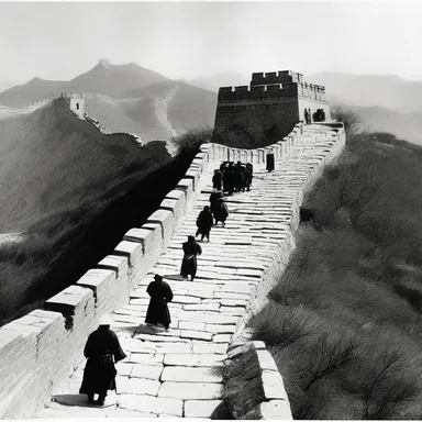 During the construction of the Great Wall of China, thousands of workers engaged in manual labor to build the massive structure.