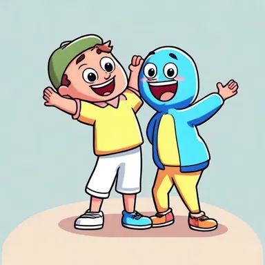 The cartoon character playfully gave his friend a quick dab on the shoulder to get his attention.