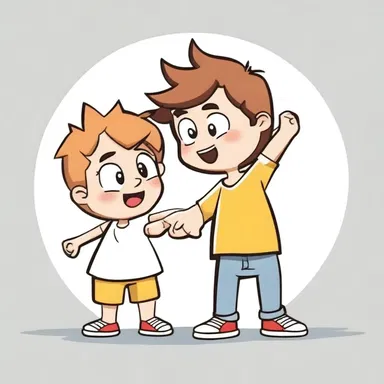 The cartoon character playfully gave his friend a quick dab on the shoulder to get his attention.