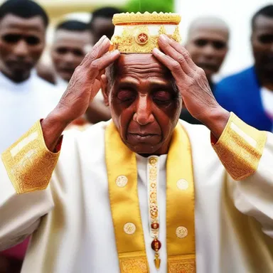 During the ritual, the priest would dab holy water on the worshipper's forehead as a form of blessing.