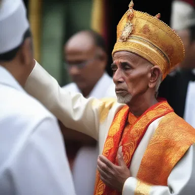 During the ritual, the priest would dab holy water on the worshipper's forehead as a form of blessing.