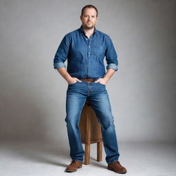 A realistic portrait of Andrew Tate wearing blue jeans, with cool and confident expression.